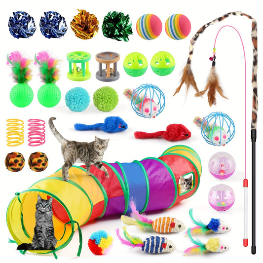 FurReal Love™ Mega Cat Toy Bundle – 32-Piece Interactive Kitten & Indoor Cat Play Set with Rainbow Tunnel
