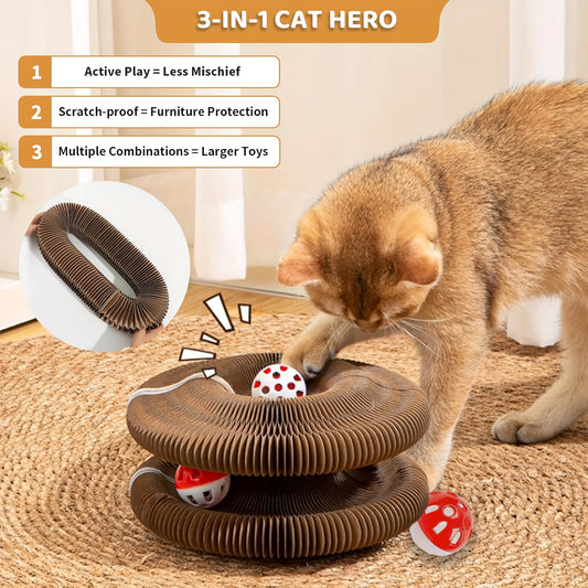 FurReal Love™ Magic Organ Cat Scratcher & Play Board – Foldable Cardboard Scratching Pad with Ball Track